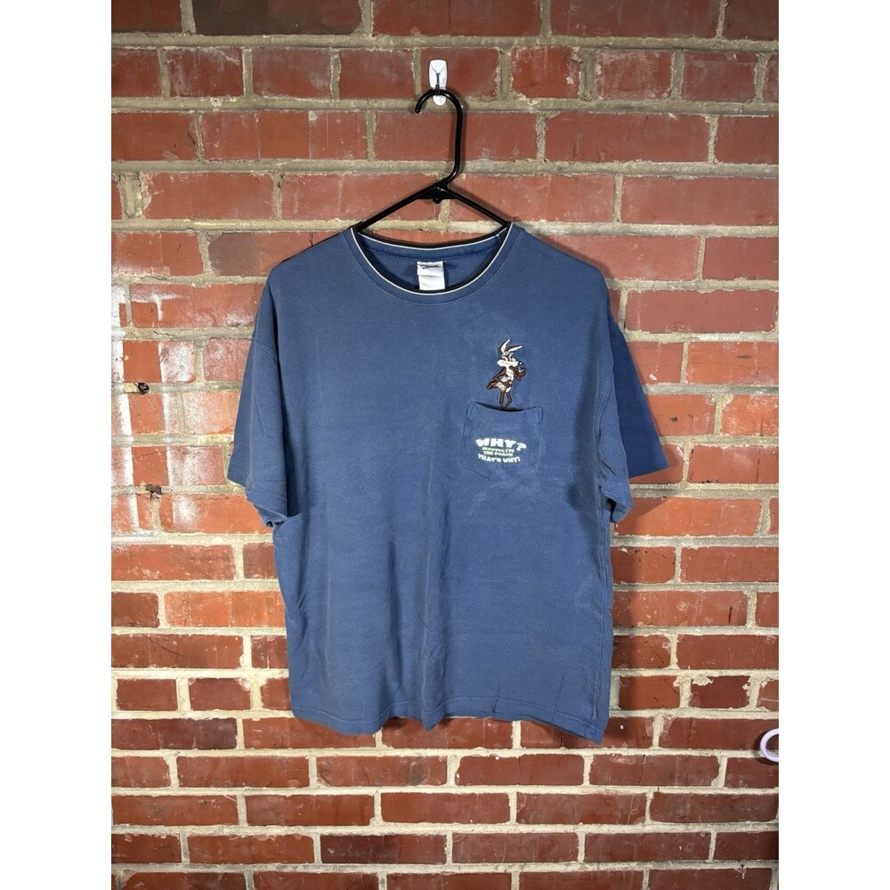 Vintage 90s Looney Tunes Coach Sports Blue Shirt Warner Brothers Adult Large
